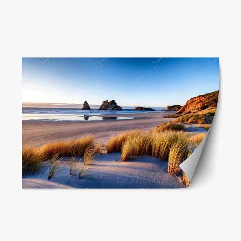 Repositionierbarer Aufkleber Wharariki Beach friedliche küstenlandschaft im morgenlicht