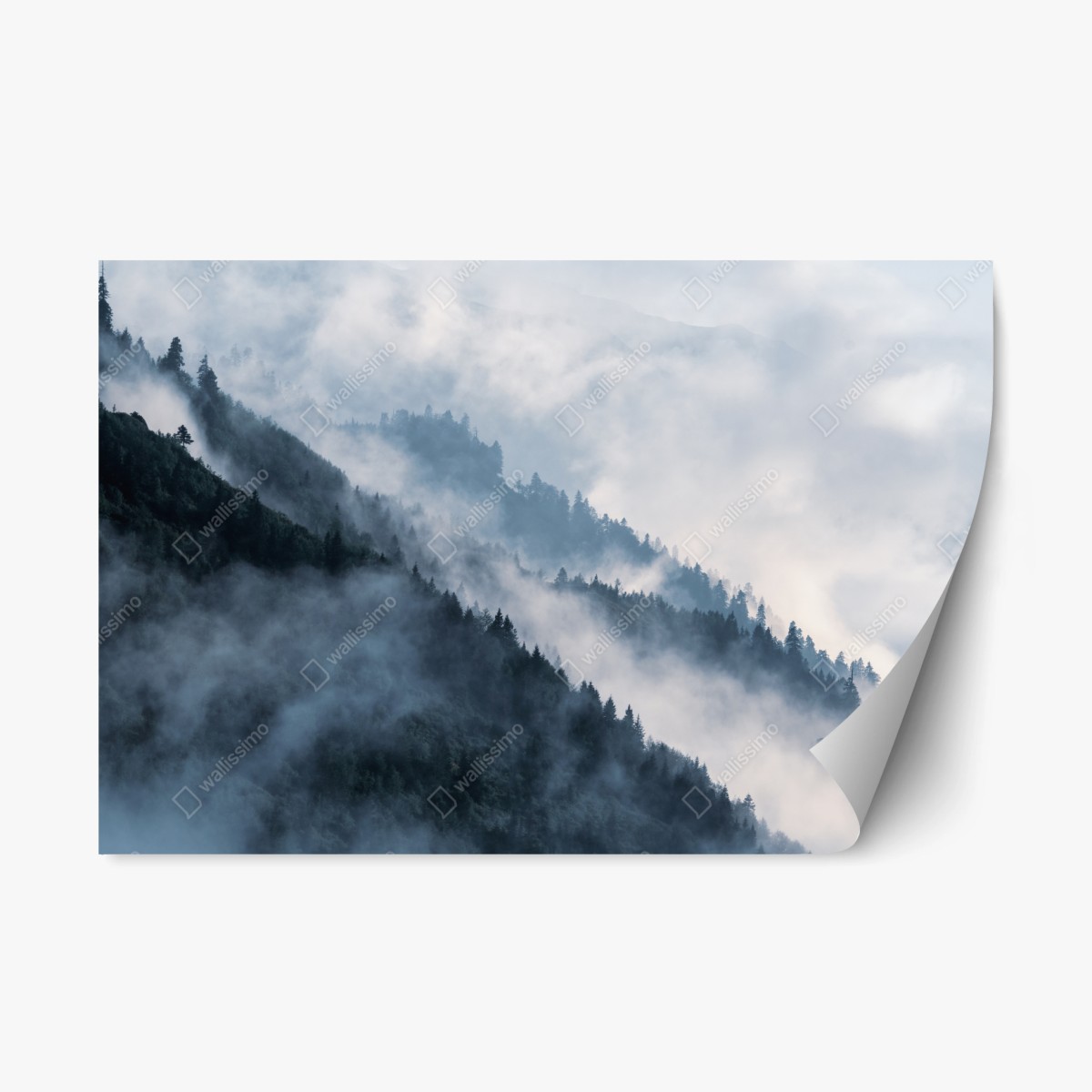 Repositionierbarer Aufkleber nebelverhangene bergkämme – Wallnifity®