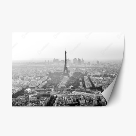 Repositionierbarer Aufkleber elegante Eiffelturm luftaufnahme in graustufen – Wallnifity®