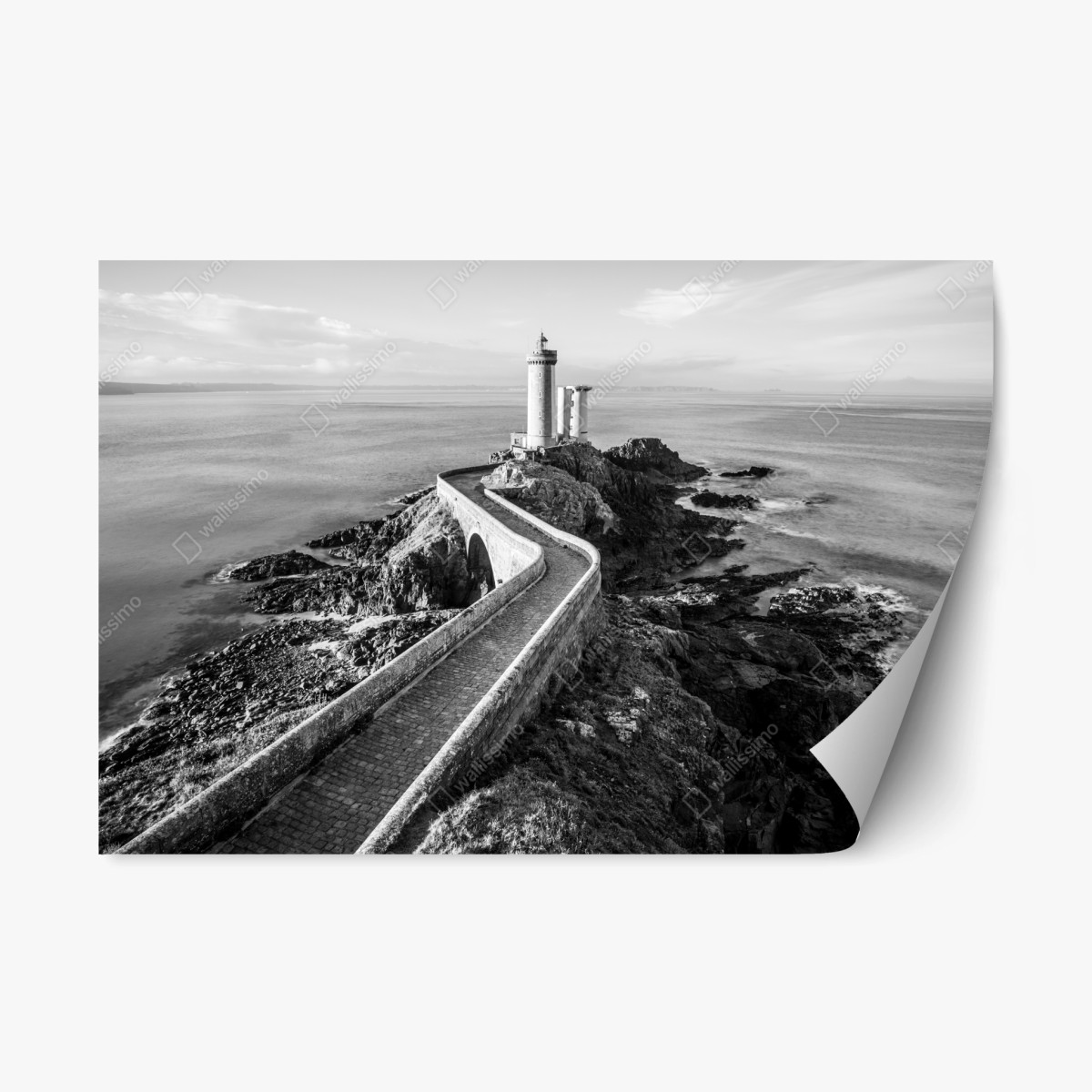 Repositionierbarer Aufkleber leuchtturm auf felsiger küste – Wallnifity®