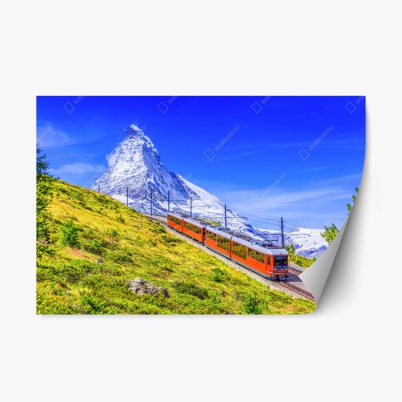 Repositionierbarer Aufkleber Gornergrat zug vor dem Matterhorn – Wallnifity®