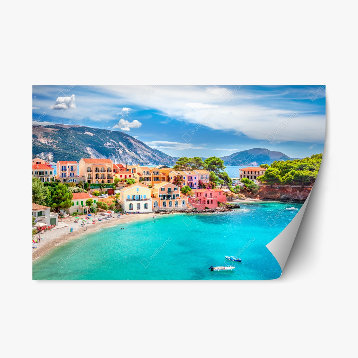 Repositionierbarer Aufkleber Assos küstenblick, Kefalonia – Wallnifity®