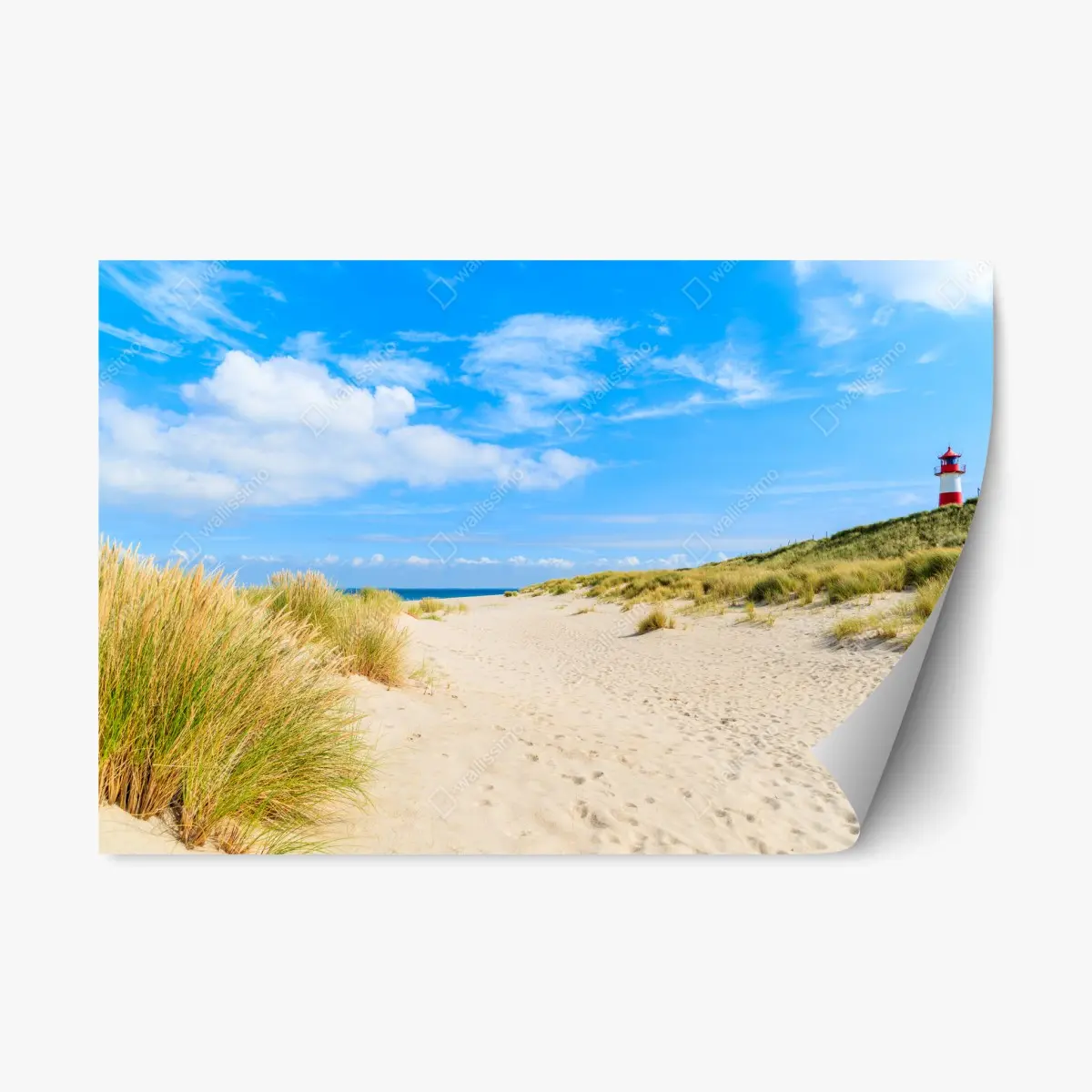 Repositionierbarer Aufkleber ruhige dünen Sylt mit leuchtturm – Wallnifity®