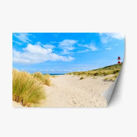 Repositionierbarer Aufkleber ruhige dünen Sylt mit leuchtturm – Wallnifity®