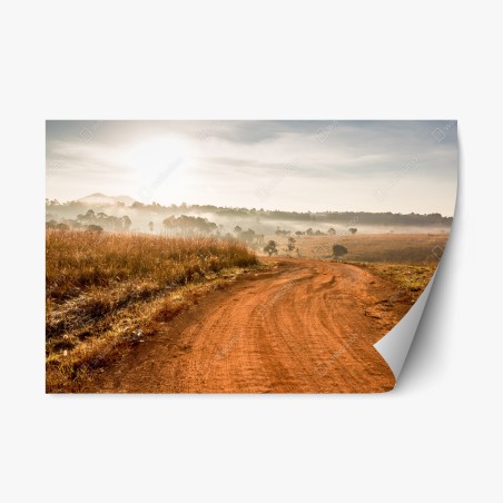 Repositionierbarer Aufkleber morgendlicher feldweg in Thung Salaeng Luang – Wallnifity®