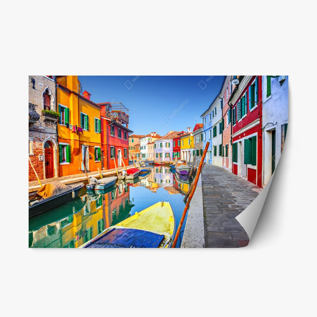 Repositionierbarer Aufkleber bunte kanalhäuser in Burano – Wallnifity® Repositionierbarer Aufkleber bunte kanalhäuser in Burano – Wallnifity®