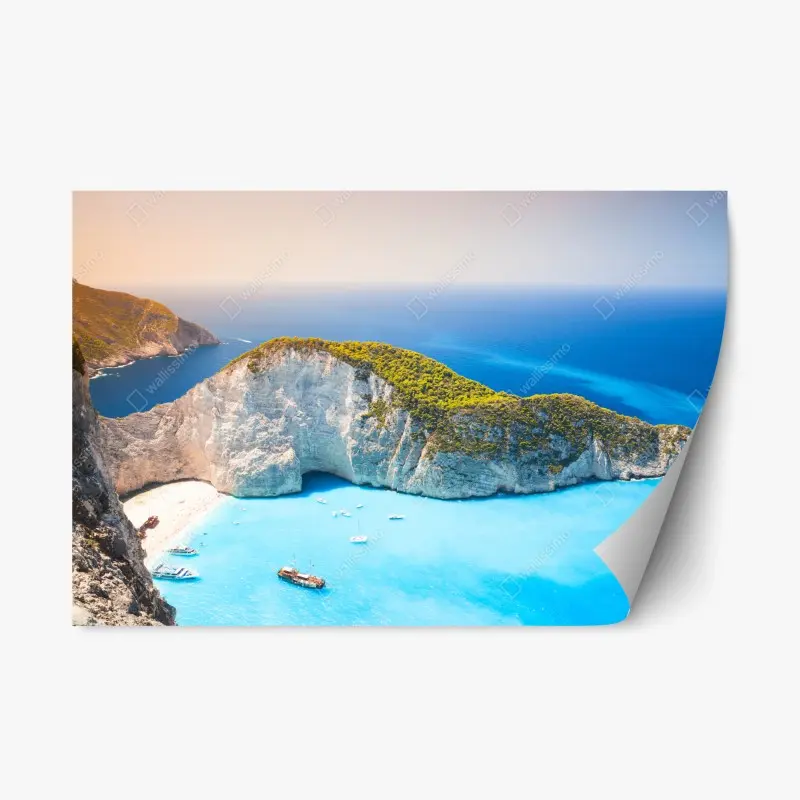 Repositionierbarer Aufkleber türkisbucht am Navagio Strand, Zakynthos