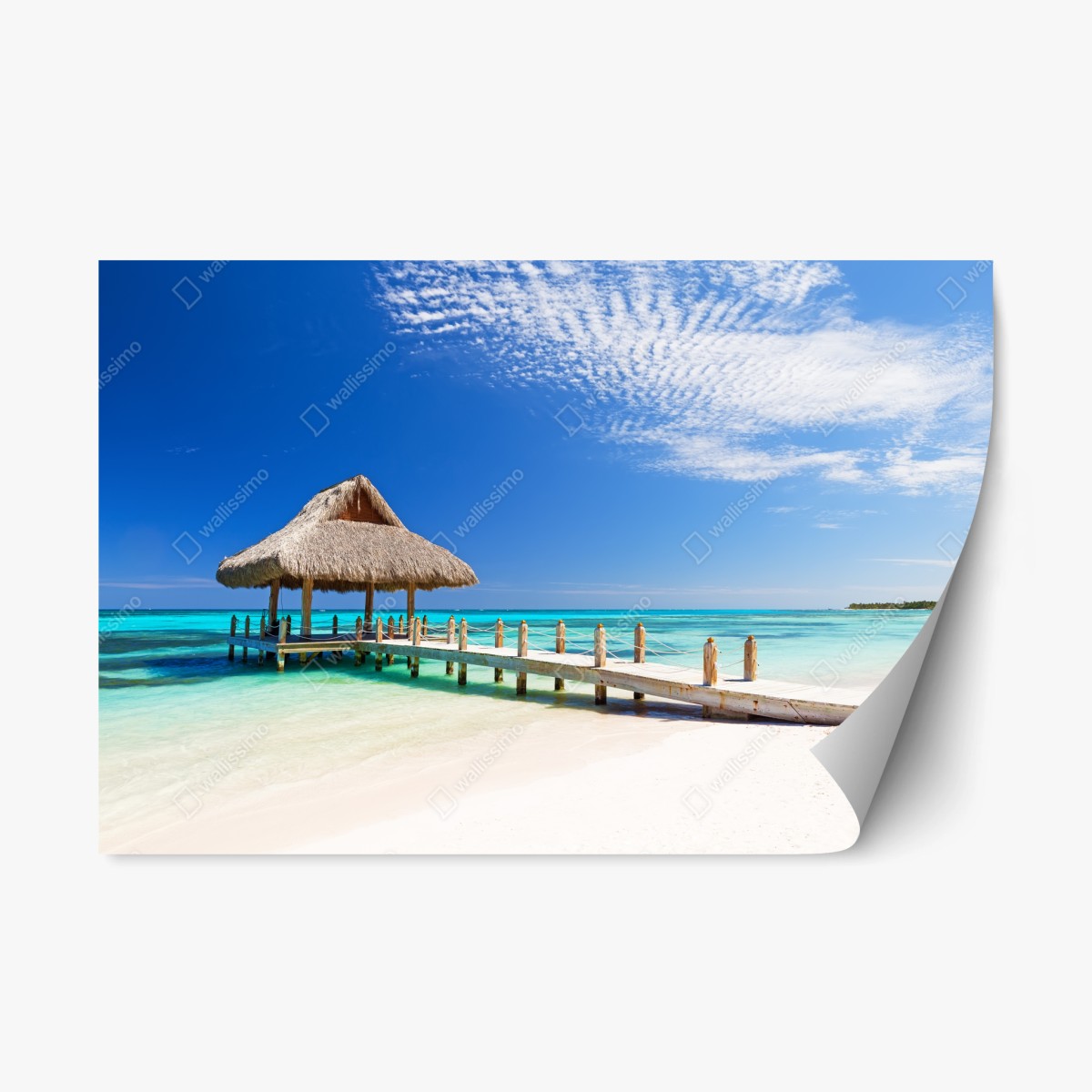 Repositionierbarer Aufkleber ruhiger strandsteg in Cap Cana – Wallnifity®