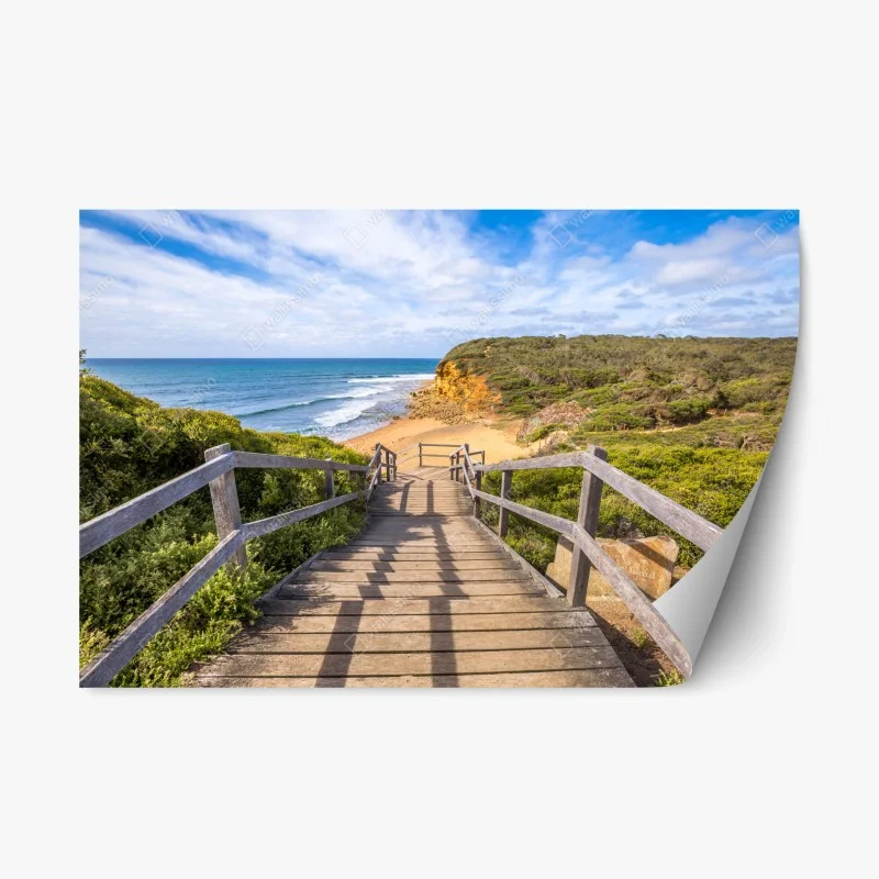 Repositionierbarer Aufkleber weg zum Bells Beach küstenpanorama