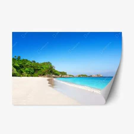 Repositionierbarer Aufkleber tropischer strand mit weißem sand – Wallnifity®