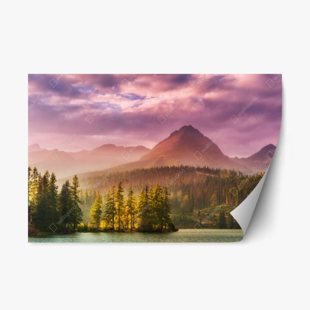 Repositionierbarer Aufkleber sonnenuntergang über Štrbské Pleso – Wallnifity®