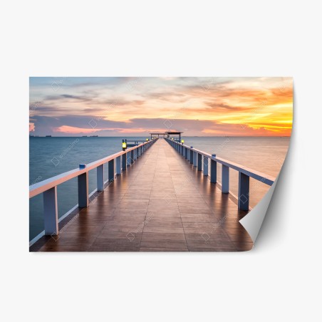 Repositionierbarer Aufkleber seebrücke bei sonnenuntergang – Wallnifity®