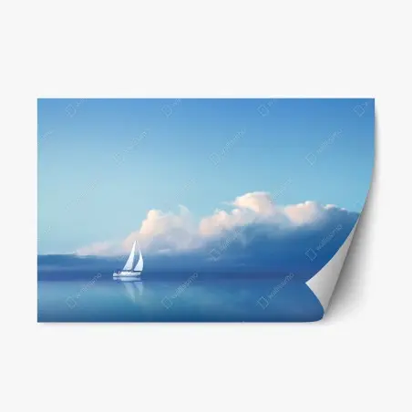 Repositionierbarer Aufkleber segelboot auf ruhigem blauem meer – Wallnifity®