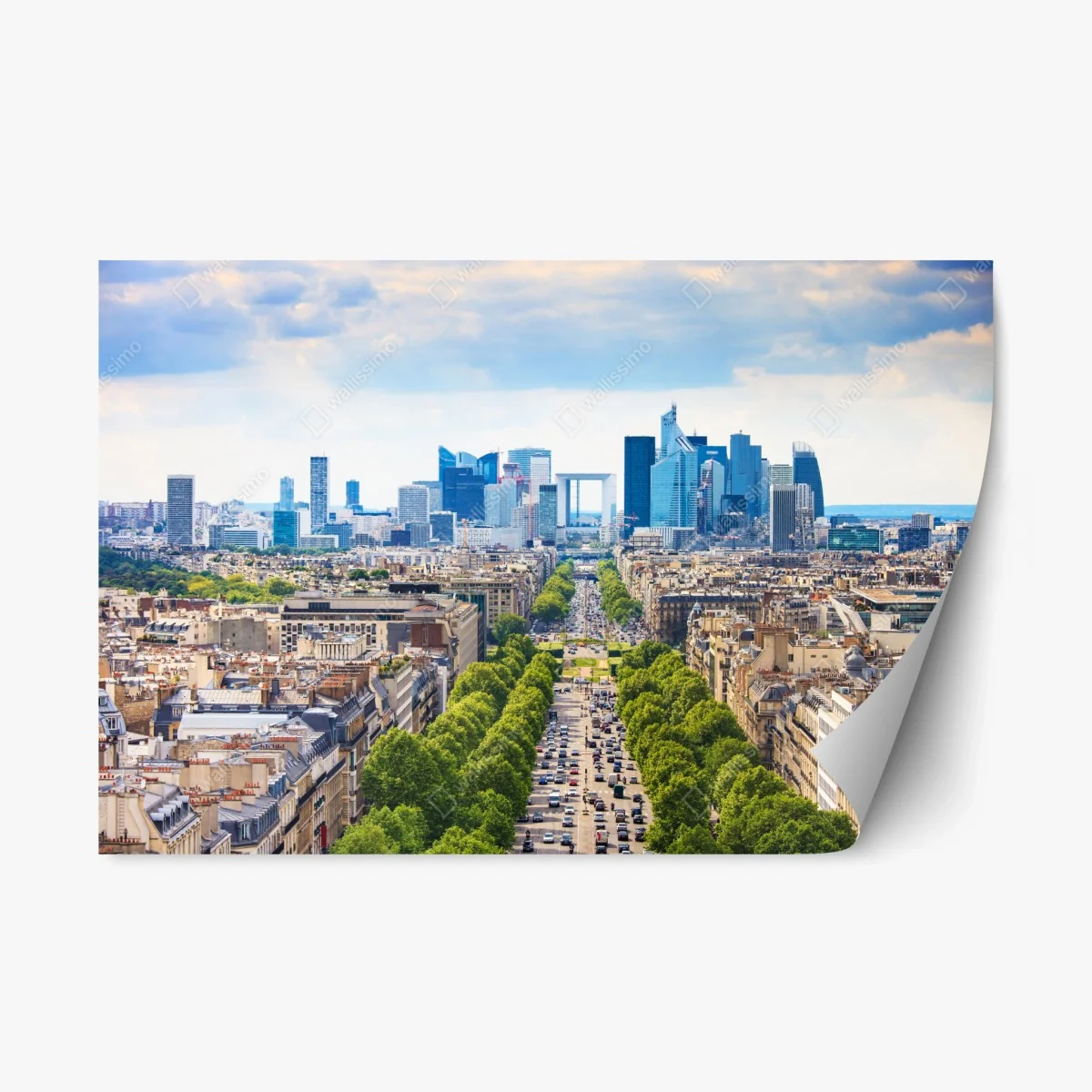 Repositionierbarer Aufkleber Paris skyline über baumgesäumter avenue – Wallnifity® Repositionierbarer Aufkleber Paris skyline über baumgesäumter avenue – Wallnifity®