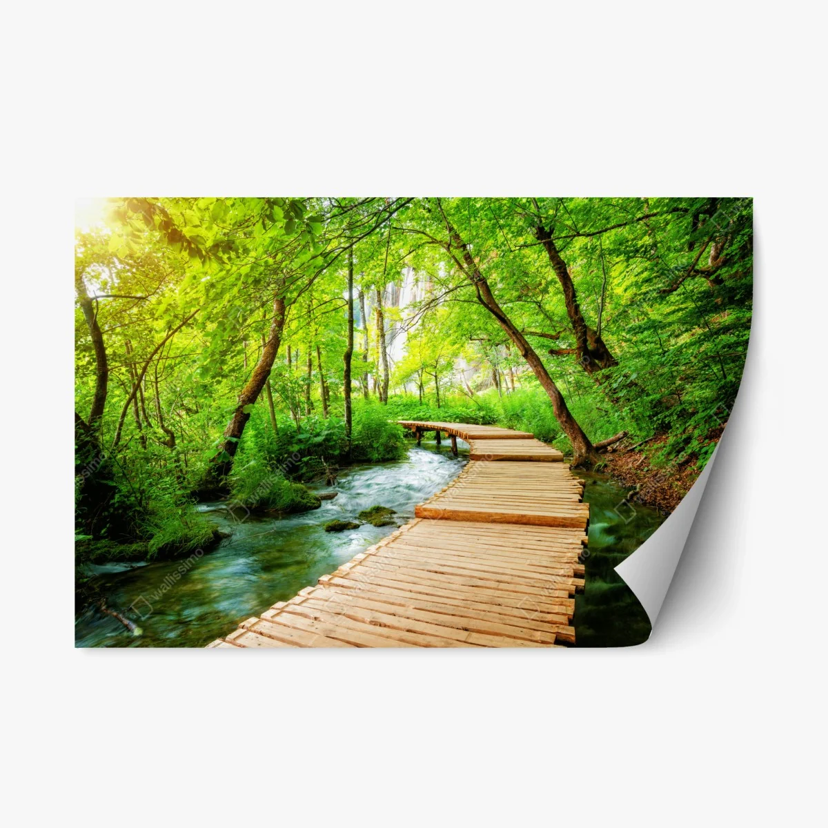 Repositionierbarer Aufkleber holzsteg bei den Plitvicer Seen – Wallnifity® Repositionierbarer Aufkleber holzsteg bei den Plitvicer Seen – Wallnifity®