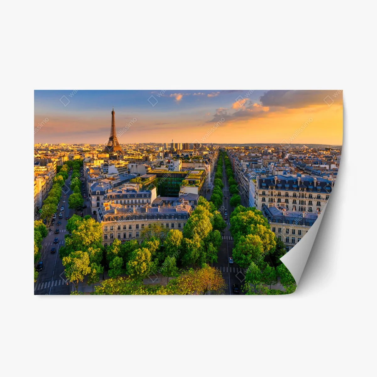 Repositionierbarer Aufkleber sonnenuntergang über Paris mit Eiffelturm – Wallnifity® Repositionierbarer Aufkleber sonnenuntergang über Paris mit Eiffelturm – Wallnifity®