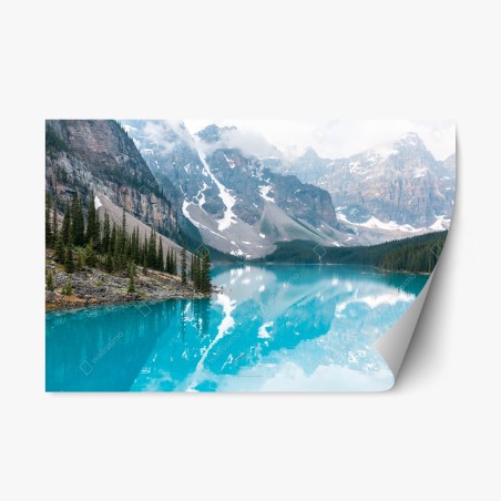 Repositionierbarer Aufkleber türkissee moraine im Banff – Wallnifity®