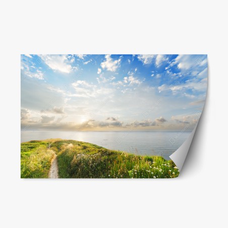 Repositionierbarer Aufkleber sonniger küstenpfad zum meer – Wallnifity®