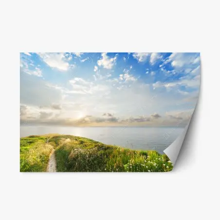Repositionierbarer Aufkleber sonniger küstenpfad zum meer – Wallnifity®