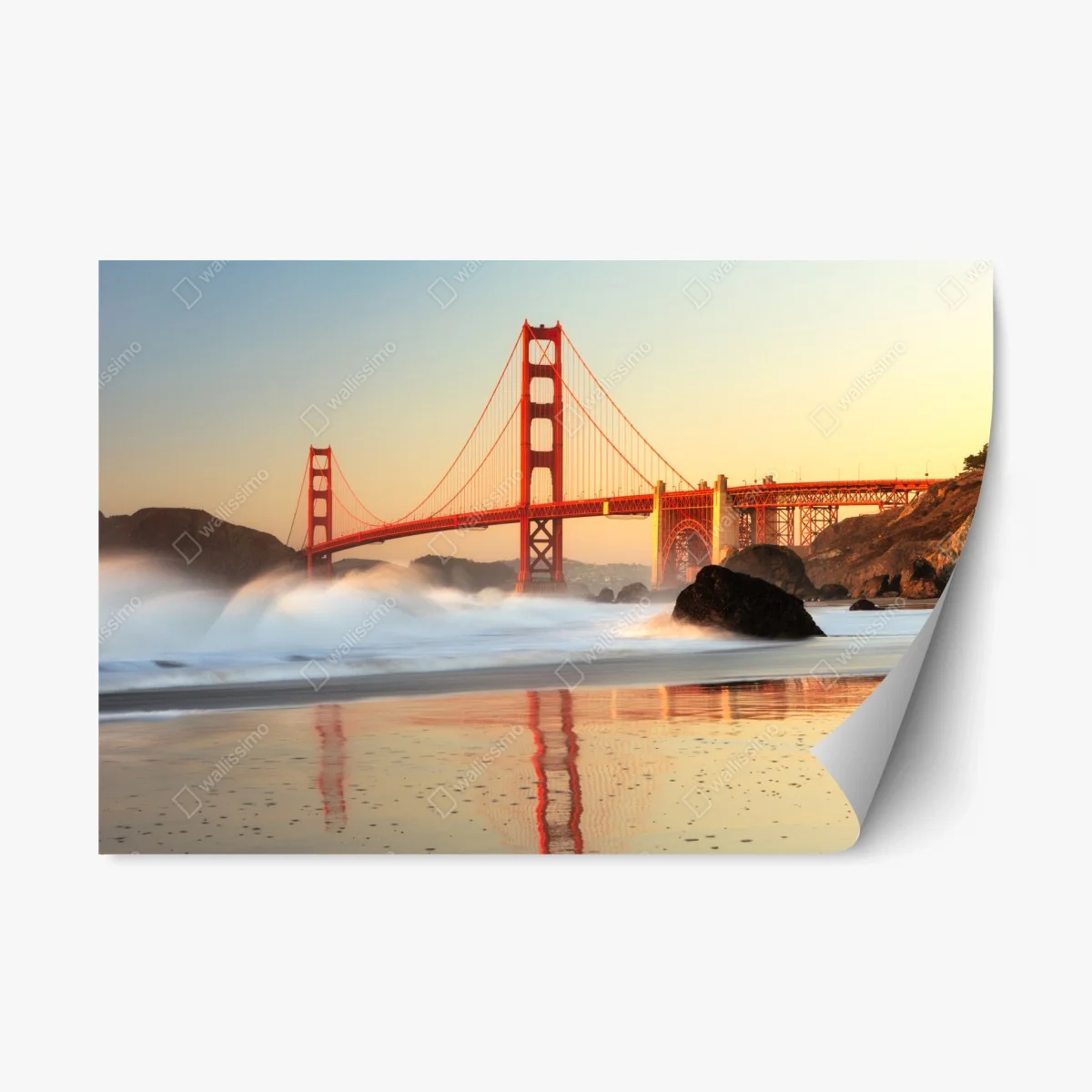 Repositionierbarer Aufkleber Golden Gate brücke bei sonnenuntergang – Wallnifity® Repositionierbarer Aufkleber Golden Gate brücke bei sonnenuntergang – Wallnifity®