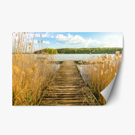 Repositionierbarer Aufkleber hölzerner steg zum ruhigen see – Wallnifity®