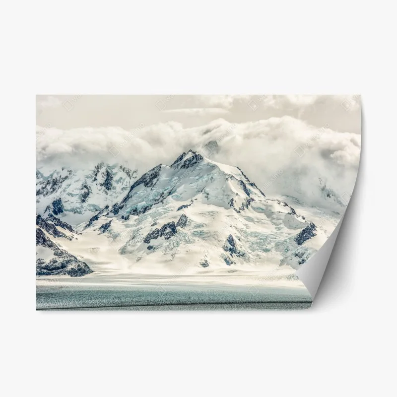 Repositionierbarer Aufkleber schneebedeckter berggipfel mit gletscher – Wallnifity®