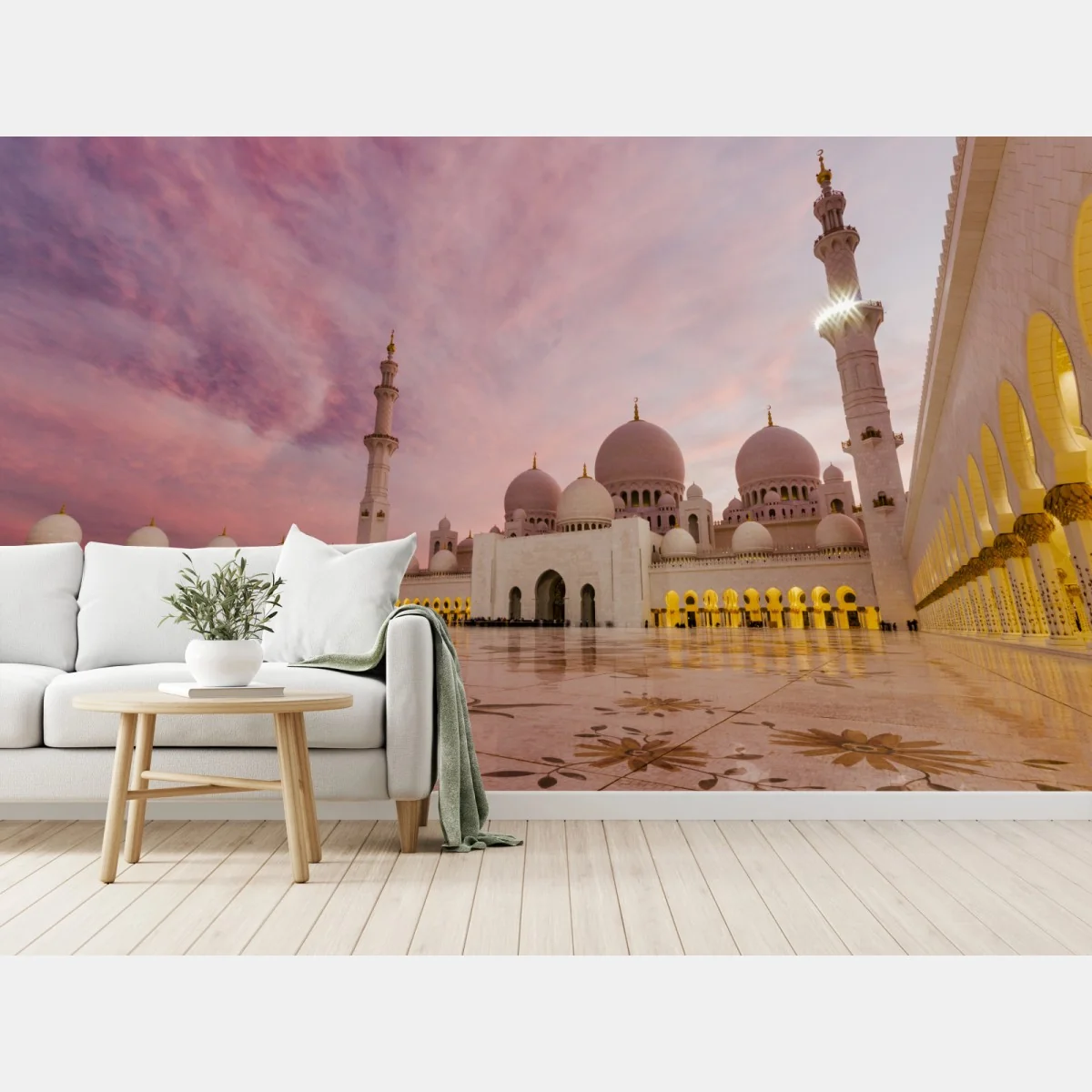 Fototapete ruhiger sonnenuntergang an der moschee Sheikh Zayed – Wallnifity® Fototapete ruhiger sonnenuntergang an der moschee Sheikh Zayed – Wallnifity®