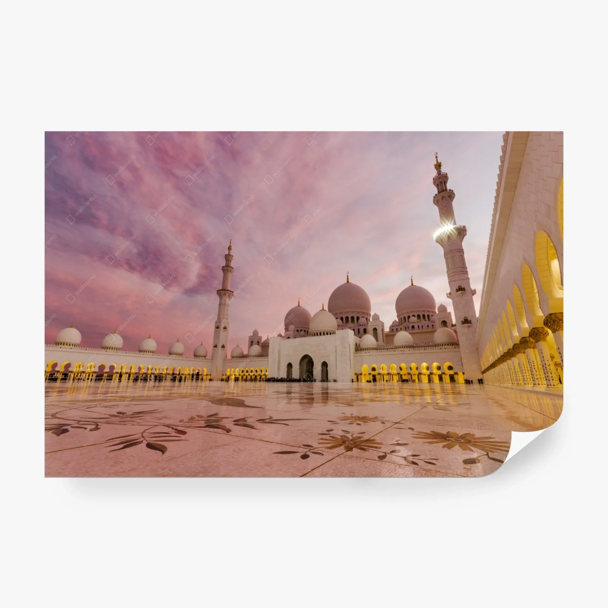 Fototapete ruhiger sonnenuntergang an der moschee Sheikh Zayed – Wallnifity® Fototapete ruhiger sonnenuntergang an der moschee Sheikh Zayed – Wallnifity®
