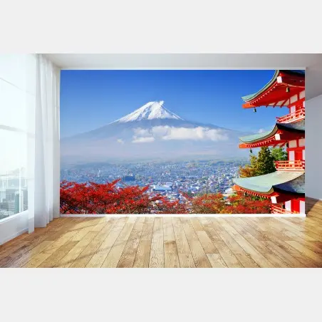 Fototapete Mount Fuji pagode herbstblick – Wallnifity®