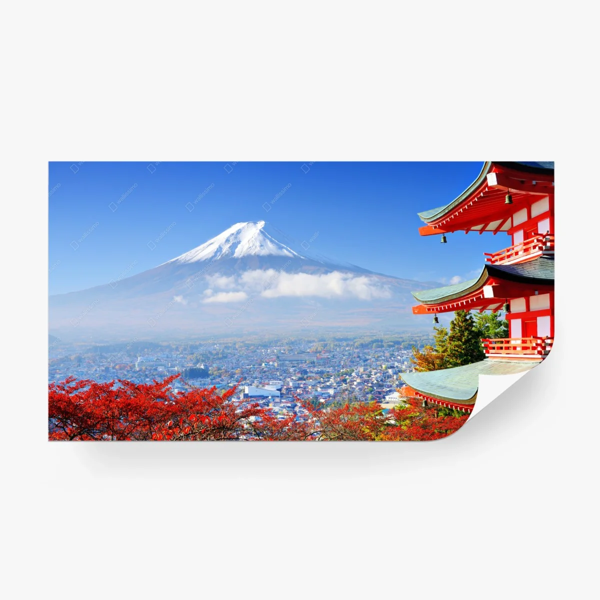 Fototapete Mount Fuji pagode herbstblick – Wallnifity®