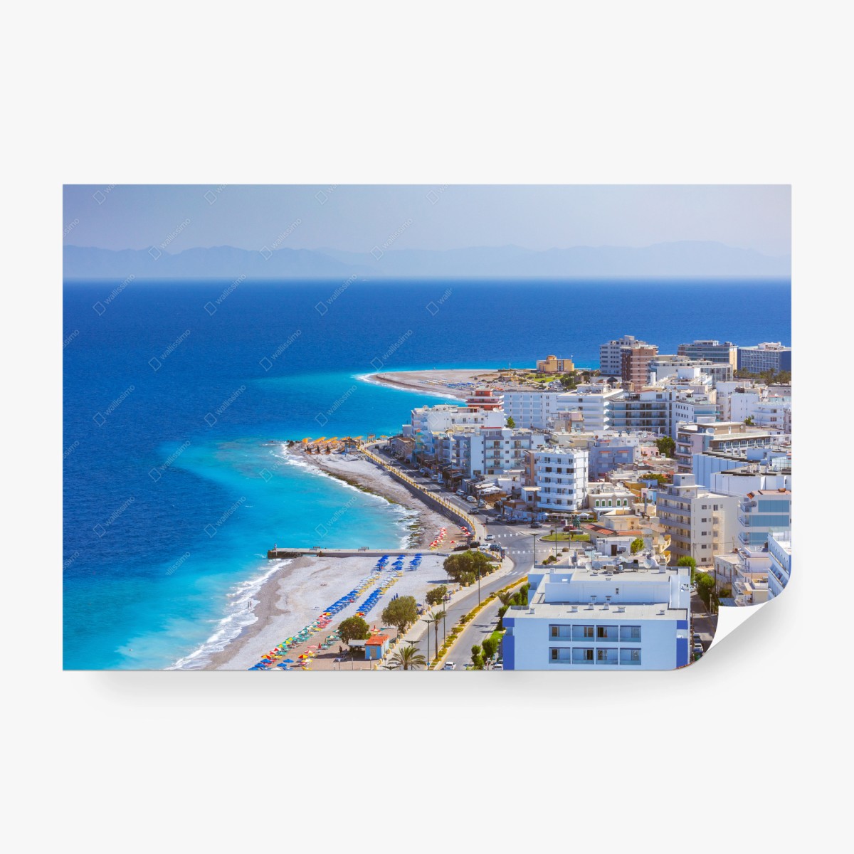 Fototapete Elli strand, Rhodos küstenpanorama – Wallnifity®