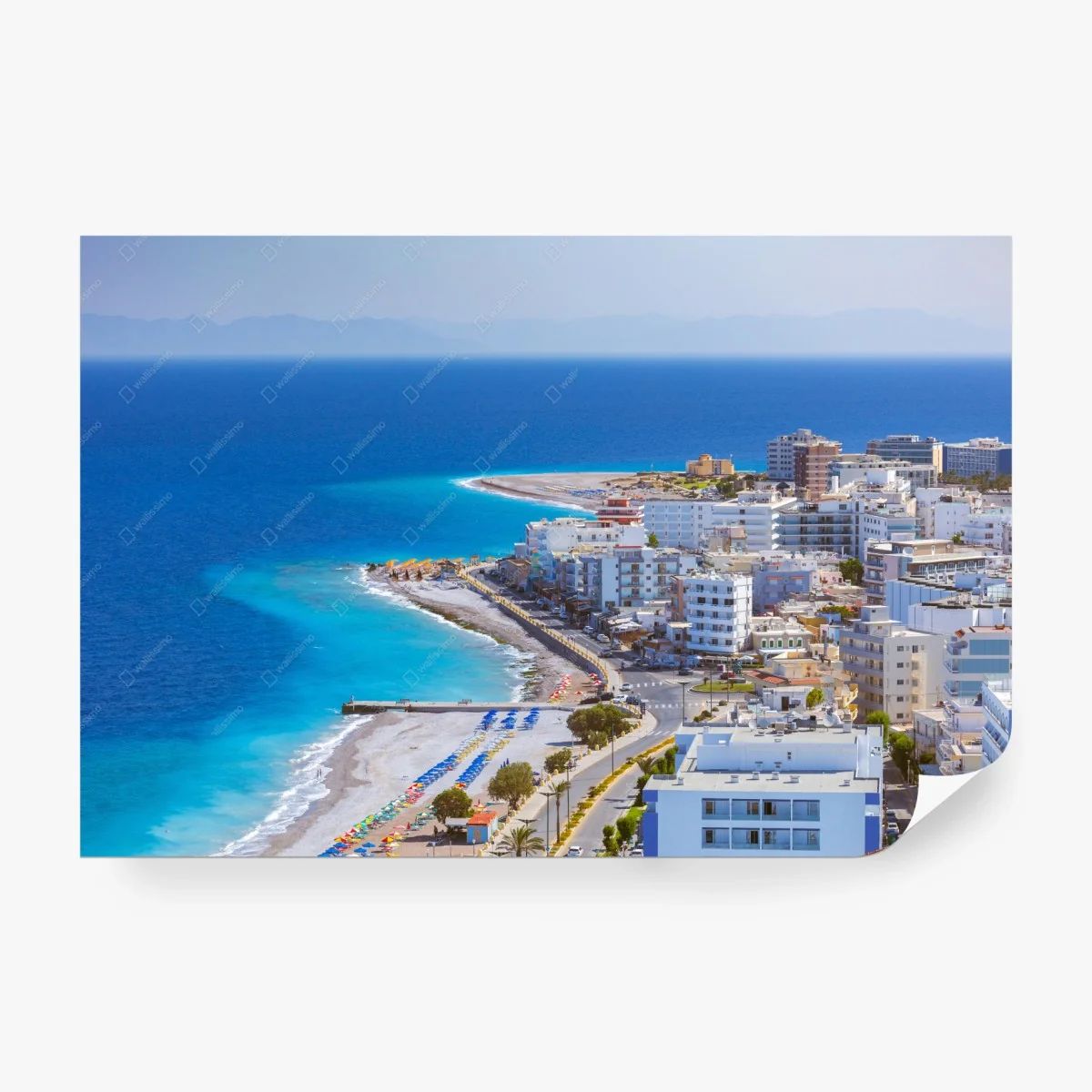 Fototapete Elli strand, Rhodos küstenpanorama – Wallnifity®