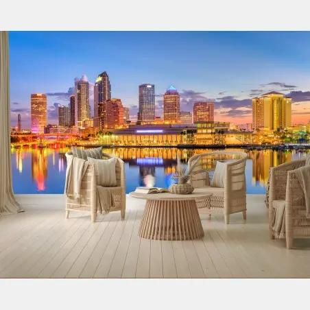 Fototapete Tampa skyline bei dämmerung – Wallnifity®