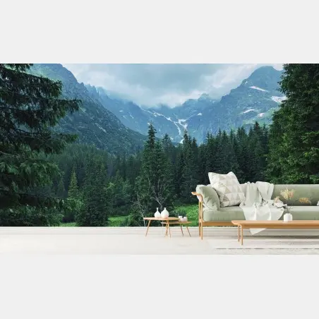 Fototapete ruhige berglandschaft mit wald – Wallnifity®