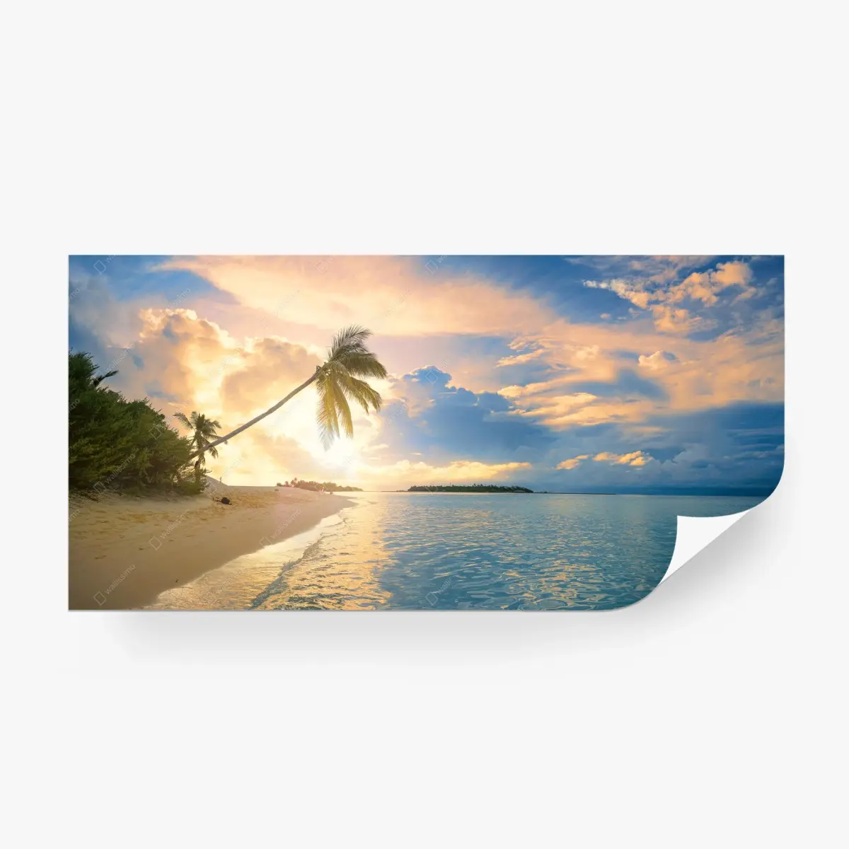 Fototapete Malediven tropischer sonnenuntergang mit palmensilhouette – Wallnifity®