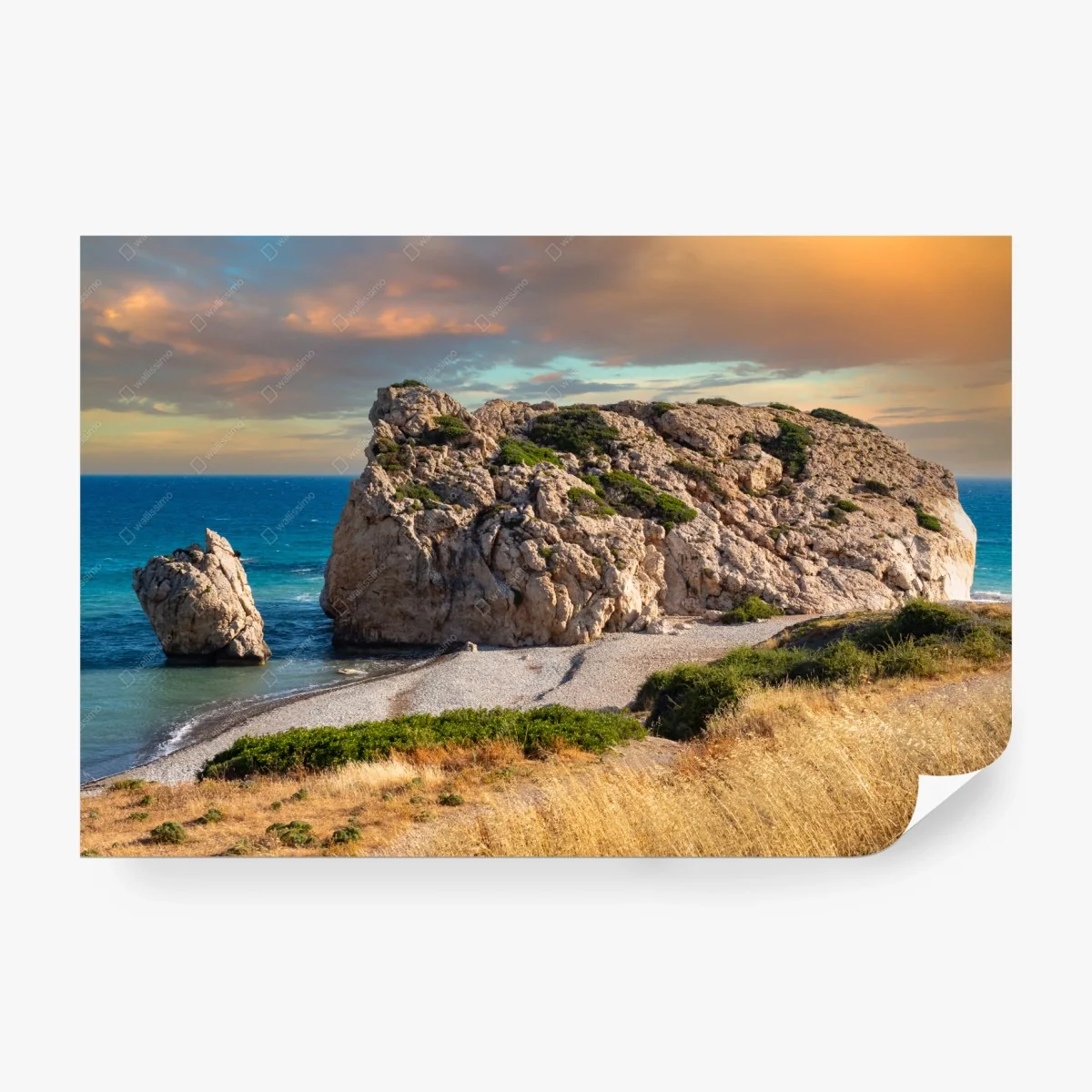 Fototapete fels von Aphrodite, Zypern türkis küste am Mittelmeer – Wallnifity®