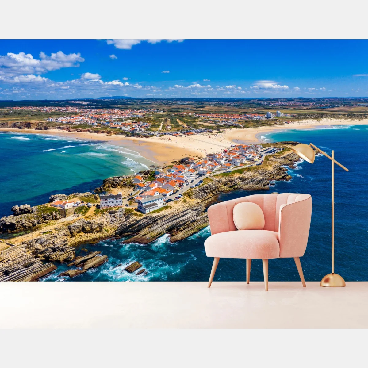 Fototapete Baleal luftaufnahme der küste – Wallnifity® Fototapete Baleal luftaufnahme der küste – Wallnifity®