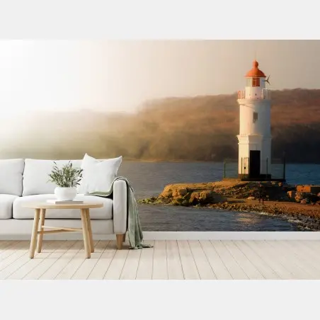 Fototapete leuchtturm im nebel am meer – Wallnifity®