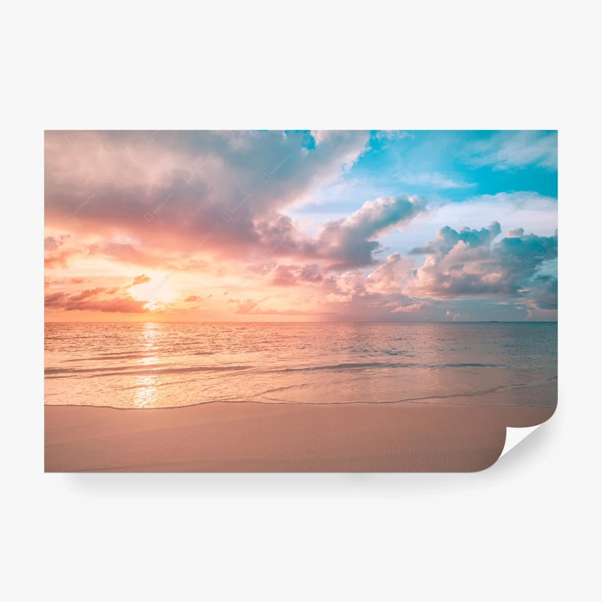Fototapete sanfter pastellsonnenuntergang am strand – Wallnifity®