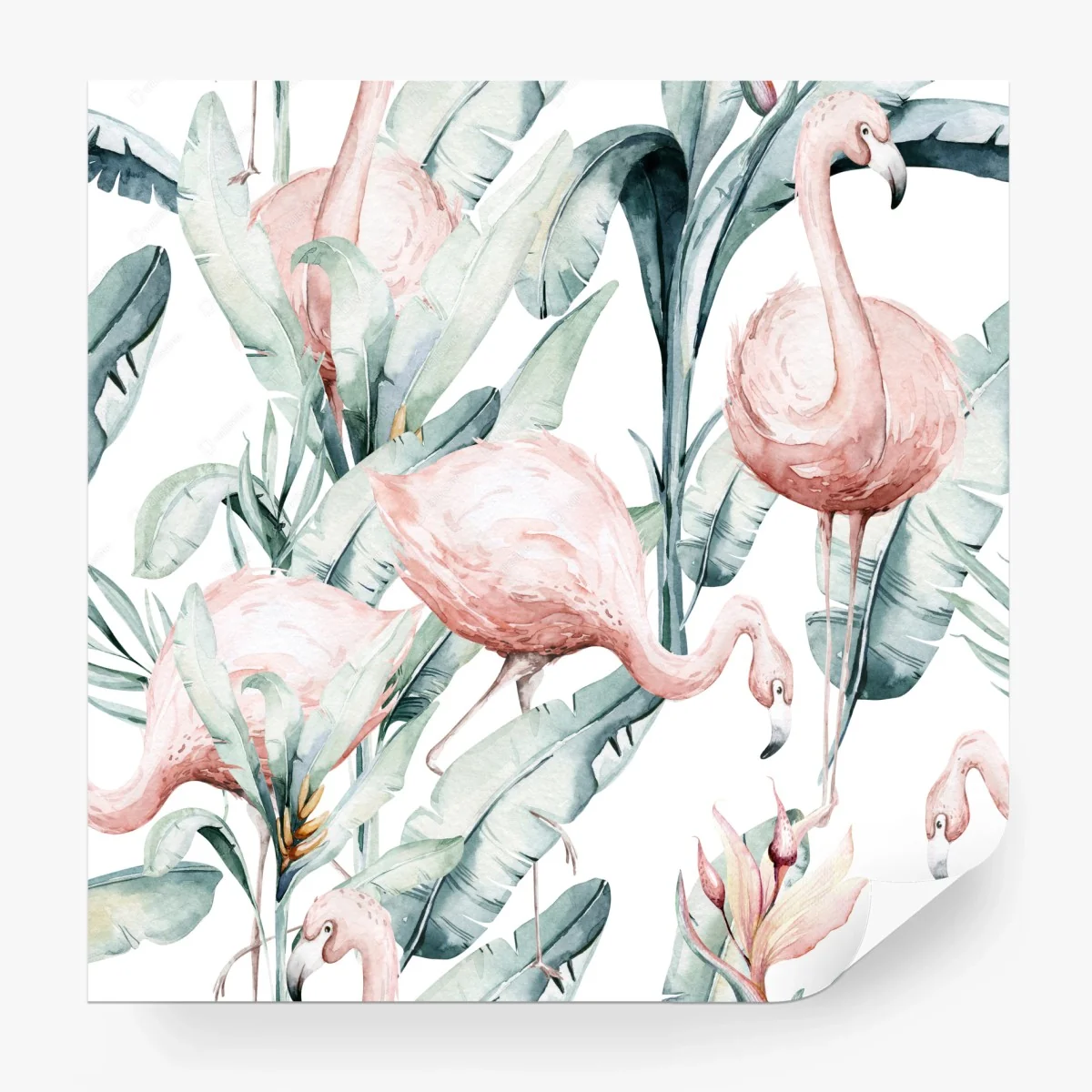 Fototapete aquarell flamingos tropisches muster – Wallnifity®