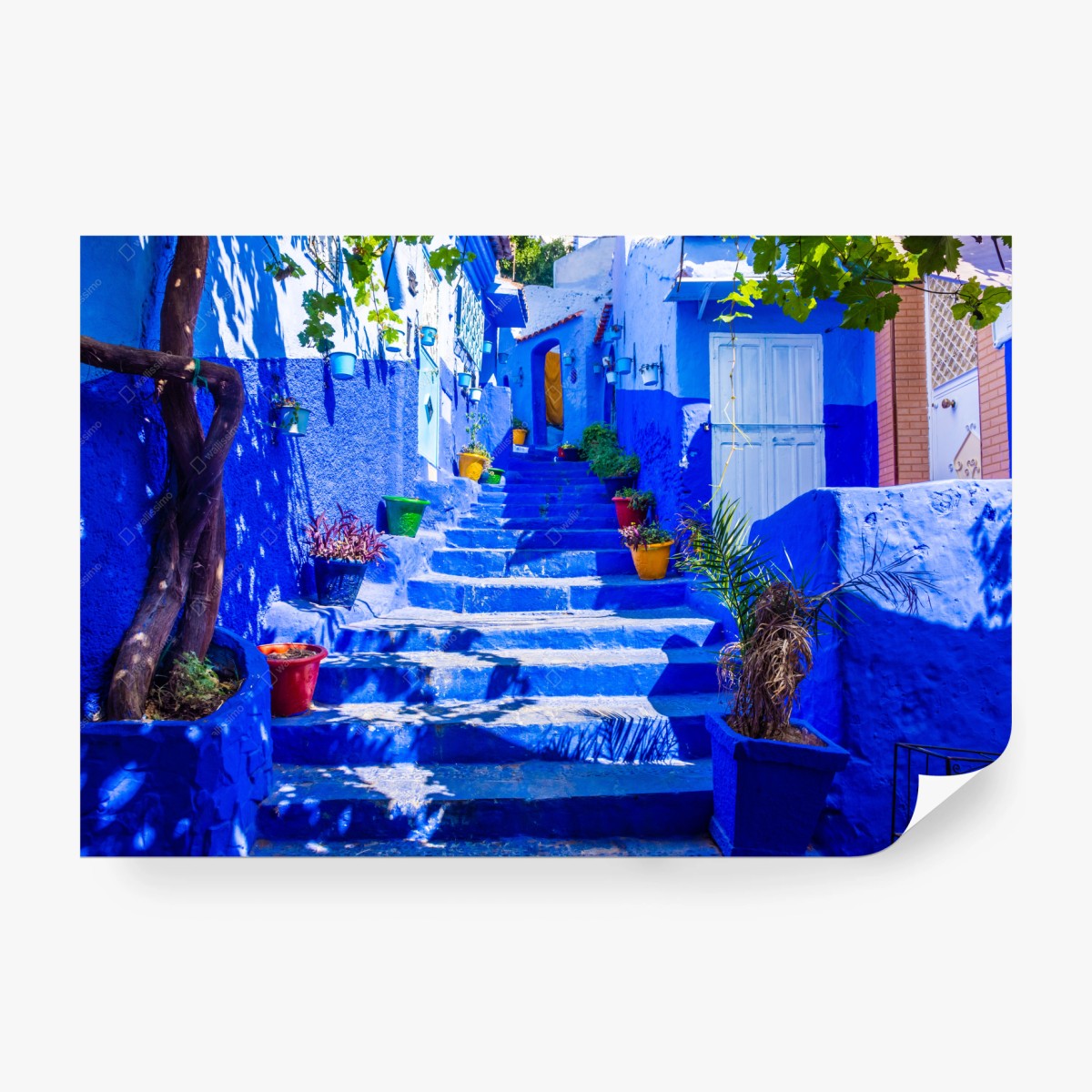 Fototapete blaue treppen in Chefchaouen, Marokko – Wallnifity®