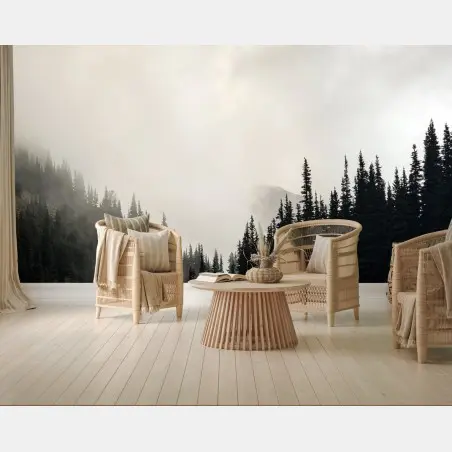 Fototapete nebliger nadelwald – Wallnifity®