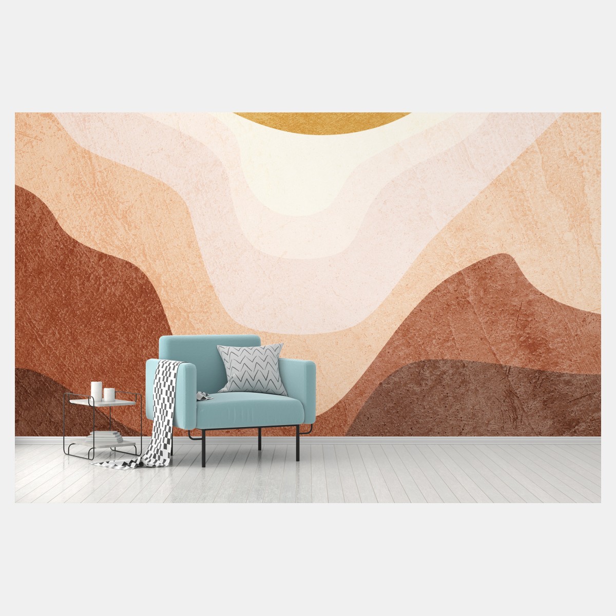 Fototapete goldene sonne über terrakottahügeln – Wallnifity®