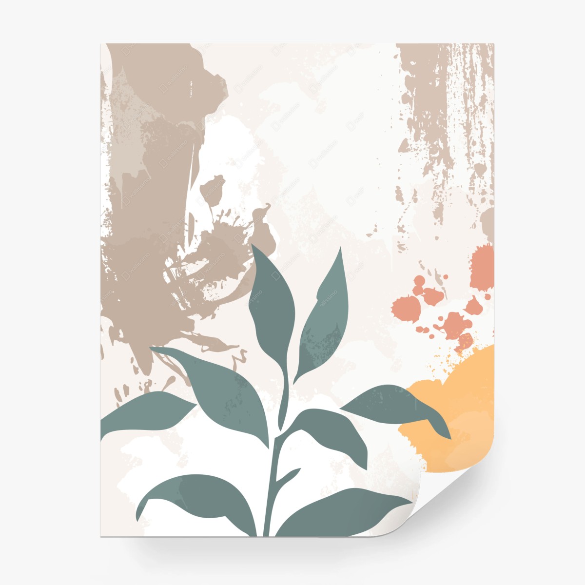 Fototapete zarter botanischer blattdruck – Wallnifity®