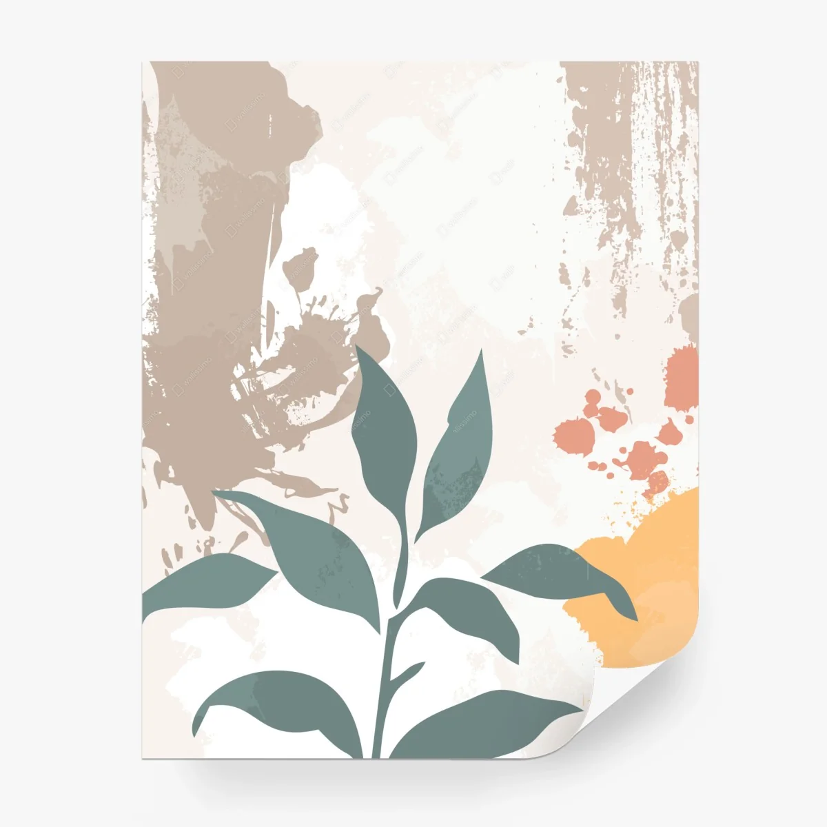 Fototapete zarter botanischer blattdruck – Wallnifity® Fototapete zarter botanischer blattdruck – Wallnifity®