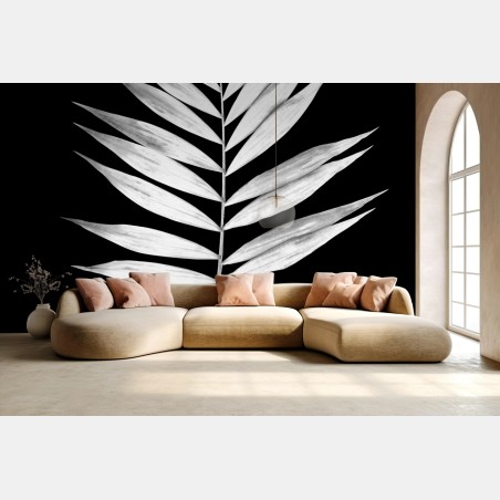 Fototapete monochromes palmblatt – Wallnifity®