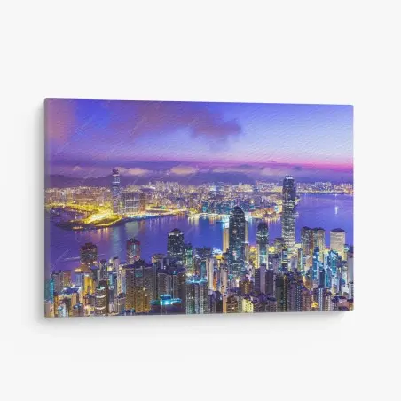 Leinwandbild Hong Kong skyline in der dämmerung – Wallnifity®
