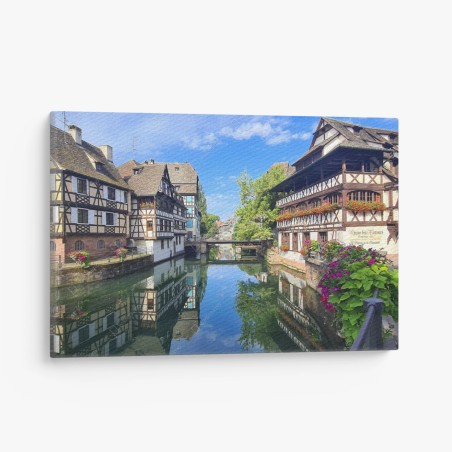 Leinwandbild malerische fachwerkhäuser am kanal – Wallnifity®