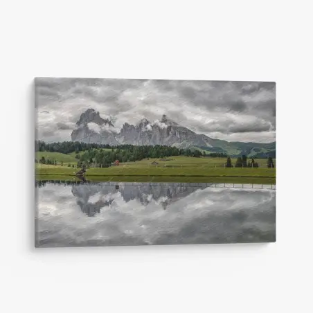 Leinwandbild dunkler himmel über Alpe di Siusi – Wallnifity®