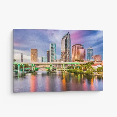 Leinwandbild Tampa skyline über dem Hillsborough River – Wallnifity®